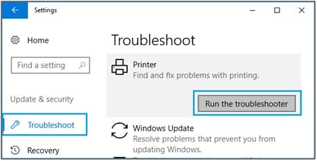 Troubleshooter button