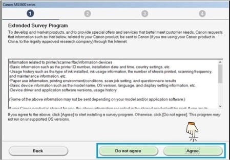 Canon Printer Extended Survey Program Screen