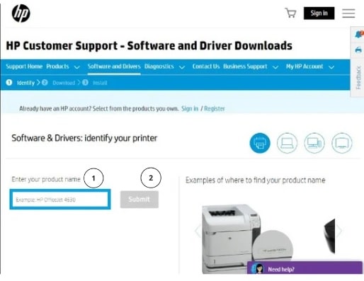 Enter your HP printer model and operating system details