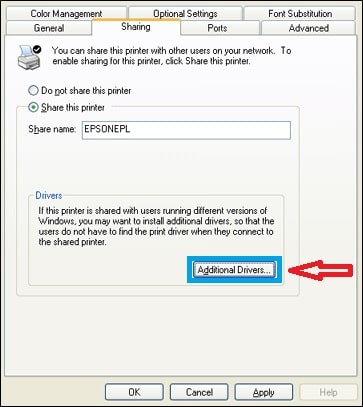 Share Printer Option Under Sharing Tab