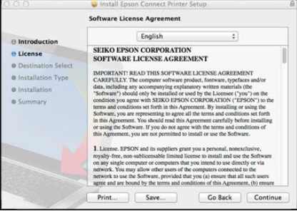 Epson Connect Software License Agreement Page